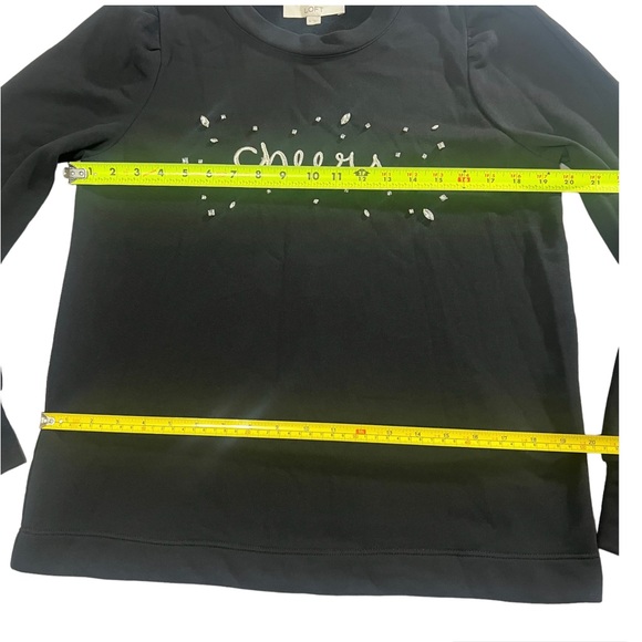Loft Black Cheers Sweatshirt Long Sleeves Crew neck  Size M - Picture 10 of 12